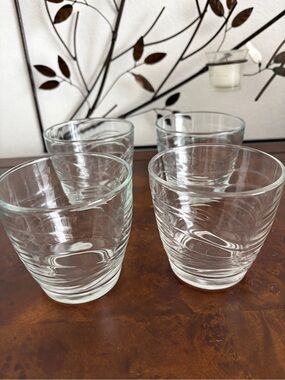 Libby Wave Pattern Glass Cups Set of 4 11.50 oz
